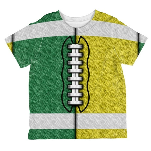 Fantasy Football Team Green and Yellow All Over Toddler T Shirt Multi 2T