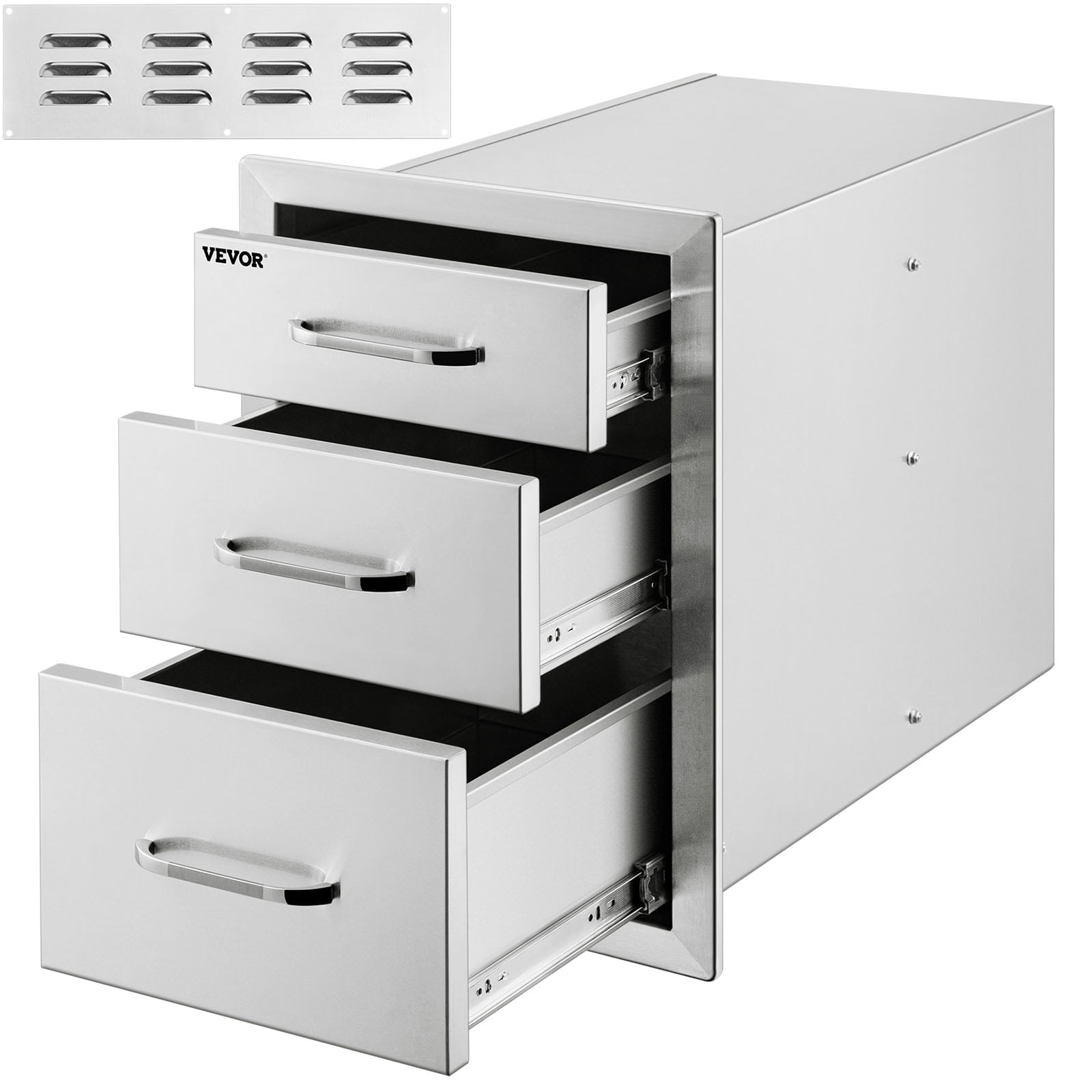 VEVOR 20.25"x14" Outdoor Kitchen Drawer BBQ Storage with Handle Triple Drawers 