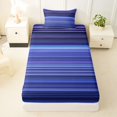 thumbnail image 4 of Castle Fairy Vintage Horizontal Stripe Twin Sheets 3pcs,Geometric Thin Line Bedding,Violet Royal Blue Lavender,1 Flat Sheet, 1 Fitted Sheet and 1 Pillowcase, 4 of 7