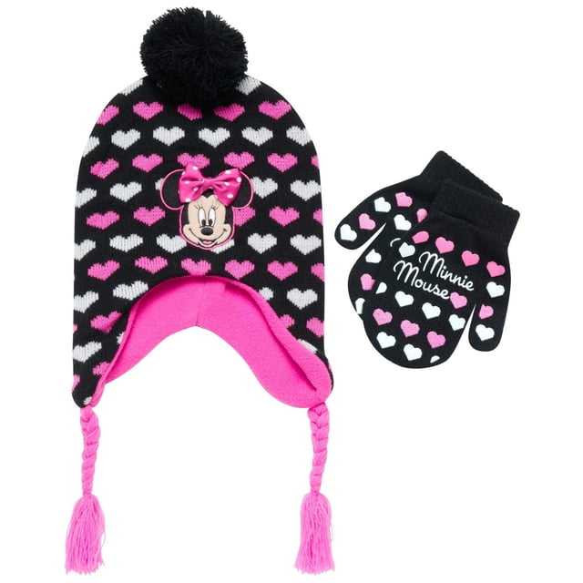 Set de Gorro y Manoplas Disney Minnie Mouse para Niñas Pequeñas 2-4 Años
