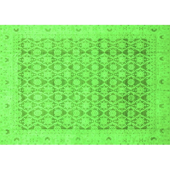 Ahgly Company Indoor Rectangle Oriental Green Traditional Area Rugs, 8' x 10'