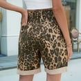 thumbnail image 4 of Womens Jean Shorts Knee Length Trendy Y2k High Waisted Wide Leg Casual Summer Shorts with Pockets Leopard Print M, 4 of 6