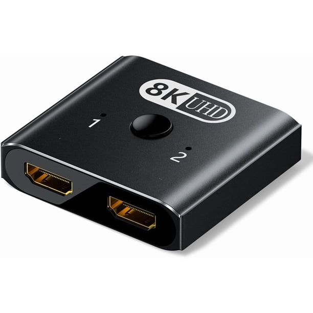 KSRplayer 8K 60Hz HDMI 2.0 Interruptor y Divisor Bidireccional, 2 en 1 Salida O 1 en 2 Salida, Switcher de Aluminio Ultra HD con HDR10, Conectar y Usar para Monitor Dual, TV, Juegos (Xbox, PS5,