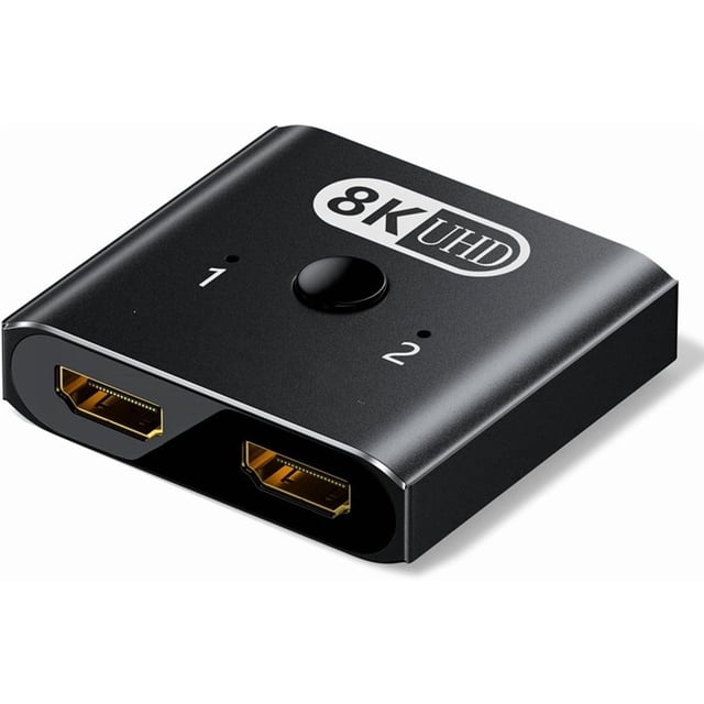 KSRplayer 8K 60Hz HDMI 2.0 Interruptor y Divisor Bidireccional, 2 en 1 Salida O 1 en 2 Salida, Switcher de Aluminio Ultra HD con HDR10, Conectar y Usar para Monitor Dual, TV, Juegos (Xbox, PS5,