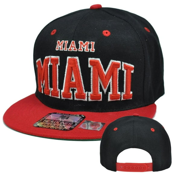 Miami Florida FL 305 City Headlines USA Constructed Snapback Flat Bill Hat Cap