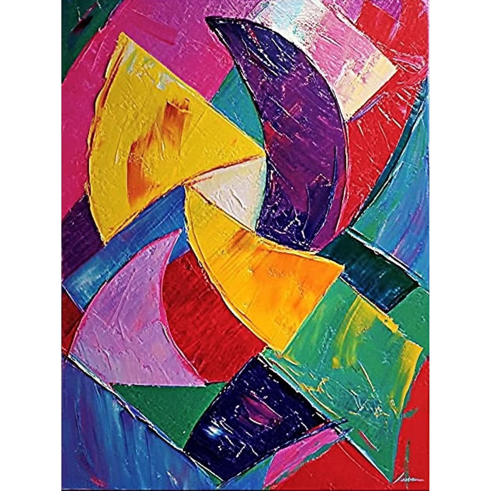 Abstract Geometric Colorful Canvas Painting/Wall Art, Suitable for Living Room, Bedroom, Office, Dining Room, Hallway, Kitchen, Hotel, Bar, Restaurant Decoration.