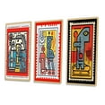 thumbnail image 3 of Designart "Retro Stamp Tribute to Keith Vintage Homage V" Transitional Framed Wall Art Set Of 3 - Red Abstract Transitional Frame Gallery Wall Set For Home Decor, 3 of 6