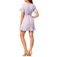 thumbnail image 3 of Allegra K Women's V Neck Ruffle Hem Daisy Button Tie Belt Dress, 3 of 6