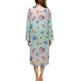 thumbnail image 3 of FKELYI Sea Shell Fish Scale Print Women Zip Up Robe Nightgowns Comfy House Coats Full Length Breathable Sleepwear House Dress Long Sleeve Bathrobe with 2 Pockets, S, 3 of 6