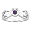 Freestyle, Women's Sterling Silver Cross Over Heart Class Ring, Personalized, High School or College Graduation