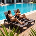 thumbnail image 2 of Homall 2 Pieces Patio Lounge Chair Outdoor Adjustable Chaise Lounge Chair, Dark Brown, 2 of 7