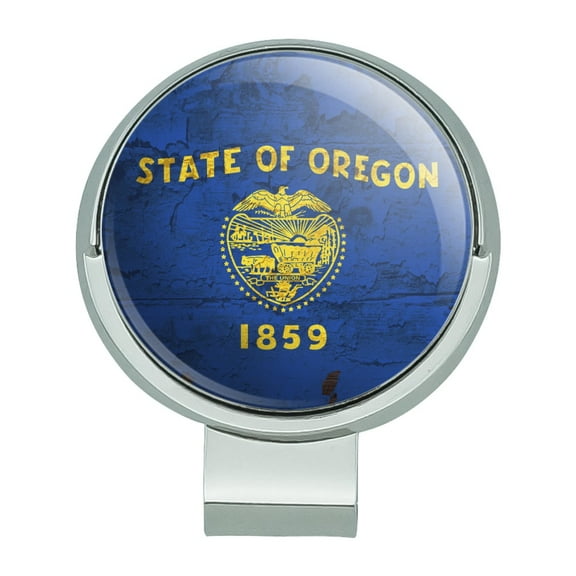 Rustic Oregon State Flag Distressed USA Golf Hat Clip With Magnetic Ball Marker