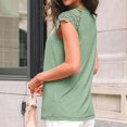 thumbnail image 4 of Womens Lace Tops Pleated Short Sleeve Shirts Summer Business Casual Dressy Blouses Mint Green L, 4 of 7