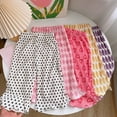 thumbnail image 3 of XBASW Baby Kids Girl's Print Wide Leg Pants Elastic Waist Flare Bell Bottom Pants Summer Straight Trousers 2-9 Years, 3 of 11