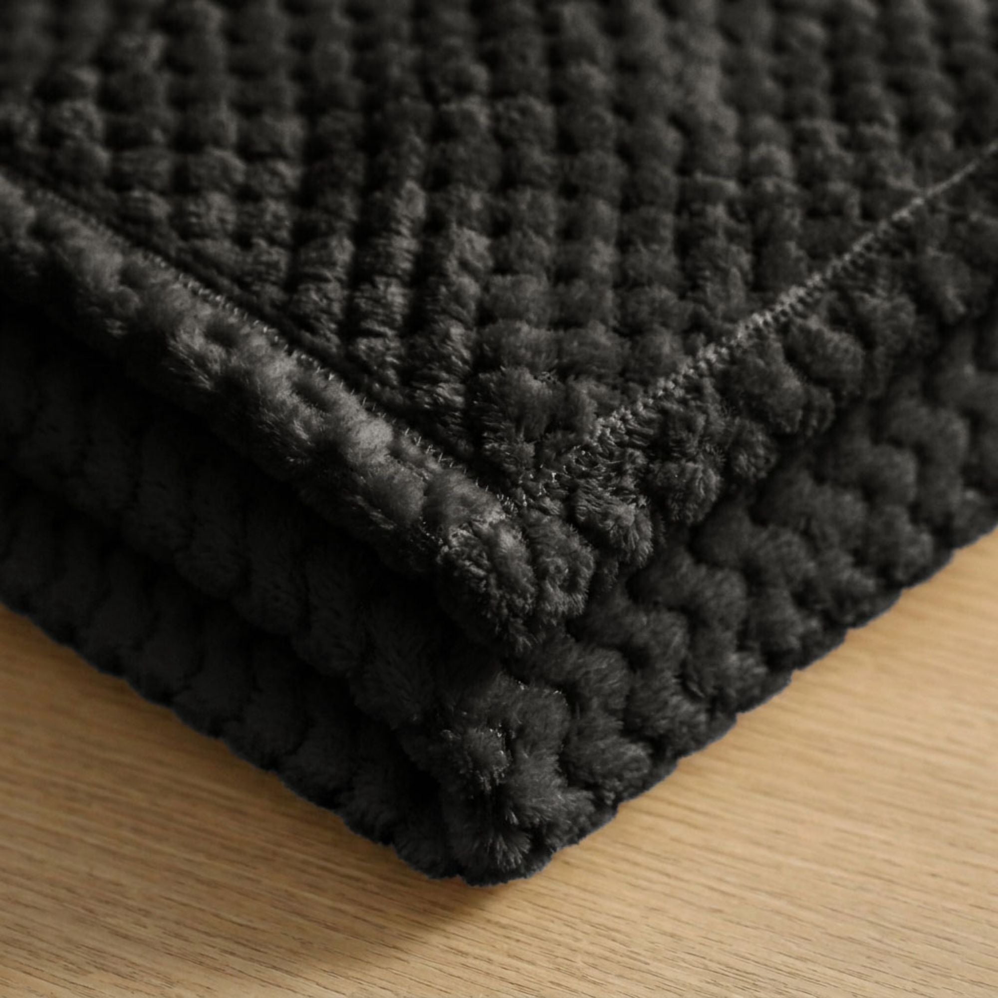 Superior Lily Pebbled Fluffy Fleece Blanket, Twin Size, Black