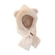thumbnail image 4 of Gorro de animales de peluche 2 en 1 jinwen conjunto de gorro y bufanda de invierno Beige, 4 of 8