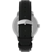 Timex Mens Easy Reader Bold 43mm Watch – Silver-Tone Case Black Dial with Black Leather Strap