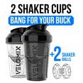 thumbnail image 3 of VELOMIX Leak Proof Protein Shaker Bottle with Wire Whisk, 2 Pack, 20 fl oz, Black/Clear, 3 of 7