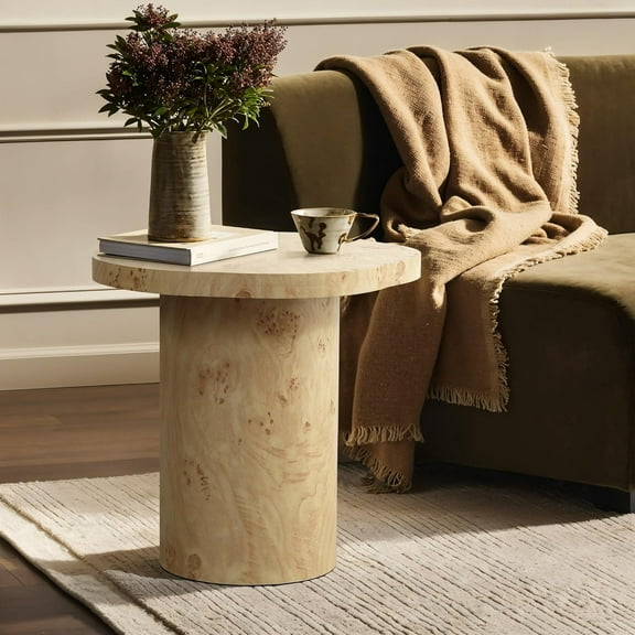 LuxenHome Wood Irregular Shape Side Table, 19 Inch Modern End Table for Small Space Living Room, Bedroom, Office, Pedestal Coffee Drink Nightstand Beside Sofa