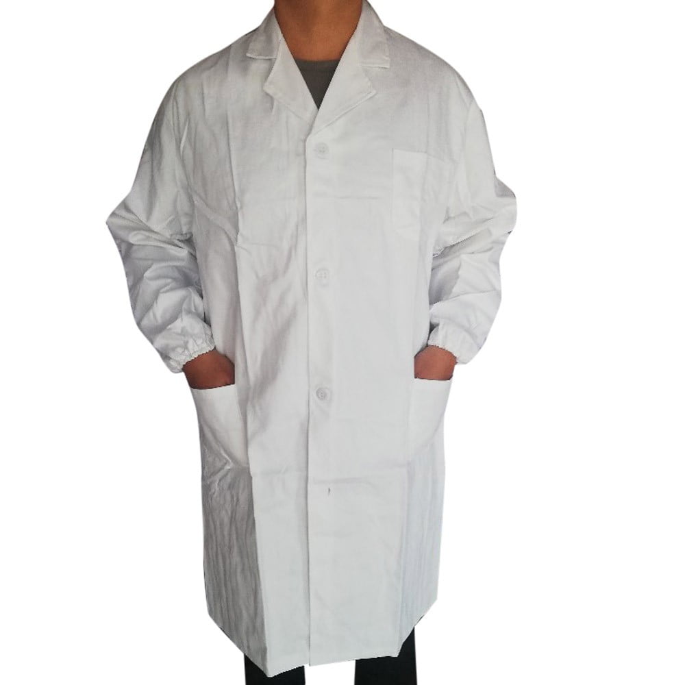 Unisex White Poly Cotton Lab Coat Adult Laboratory Warehouse Medical Work Coat 