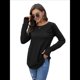 thumbnail image 5 of Blusas de Otoño de Moda para Mujer, Camisas de Larga Extragrandes con Agujeros para los Pulgares, Ropa Informal de Cuello Redondo, Corte Holgado, Ropa de Moda. Negro M, 5 of 8