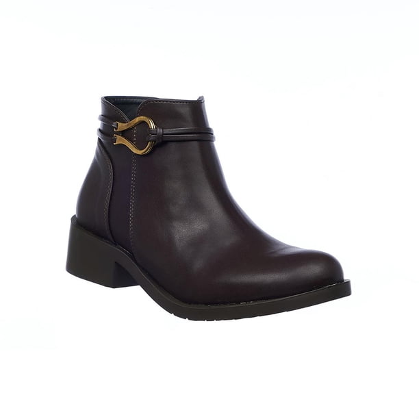 Dúo Botín Mujer Moda Casual Urbano Cómodo Café Tipo Piel Broche Negro Tipo Gamuza Cinta 046D1C cafe 23 Incógnita 046D1C
