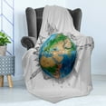 thumbnail image 4 of Earth Soft Flannel Fleece Blanket, Globe of Planet Earth Realistic Continents Geography Theme Pencil Sketch, Cozy Plush for Indoor and Outdoor Use, 70" x 90", Blue Green Pale Brown, by Ambesonne, 4 of 5