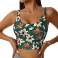 thumbnail image 2 of Uemuo Lilies Flowers Pattern Women's Sports Bra - High Impact Support, Breathable, and Comfortable Athletic Bra for Running, Yoga, and Workouts, 2 of 9