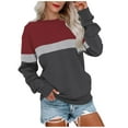 thumbnail image 2 of Taqqpue Women's Plus Size Color Block Long Sleeve Tunics Tops Oversized Sweatshirts Casual Crew Neck Shirts Loose Fit Pullover Blouses, 2 of 7