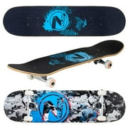 Nerf Classic Double Kick 31 Inch Skateboard by Flybar, for Kids, Ages 6+, Grey Camo