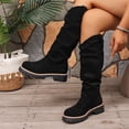thumbnail image 6 of Knee High Boots for Women Wide Calf Chunky Block Heel Long Boot Round Toe Side Zipper Riding Fashion Motorcycle Boot Comfortable Low Heel Casual Vintage Fall Tall Platform Boots Shoes, 6 of 8