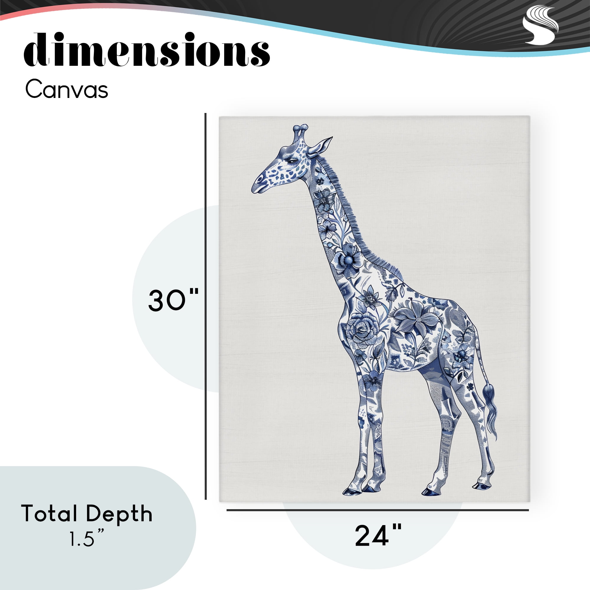 Vintage Toile Giraffe Canvas Wall Art, design by Lettered and Lined