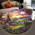 thumbnail image 4 of Circle Area Rug, Windmill Cute Design Washable Non-Slip Floor Carpet, Soft Rug for Living Room Bedroom Decor 59 Inch, 4 of 6