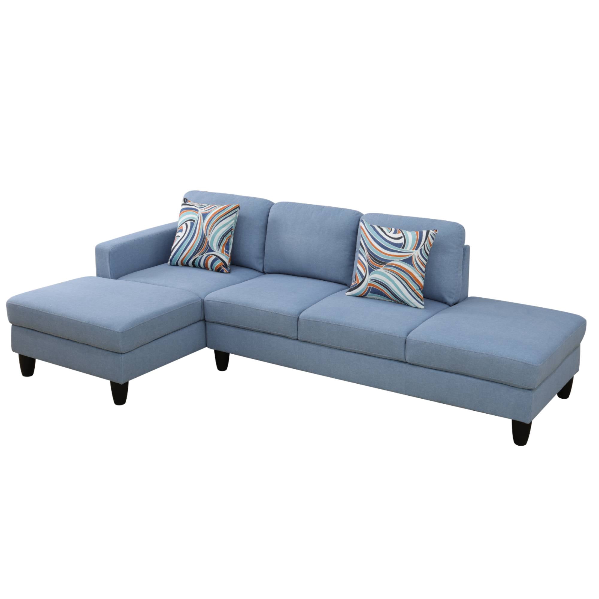 Modern Sectional Sofa Couch, L Shape Sofa Set with Chaise Modular Cloud Couch for Living Room, Grayish Blue