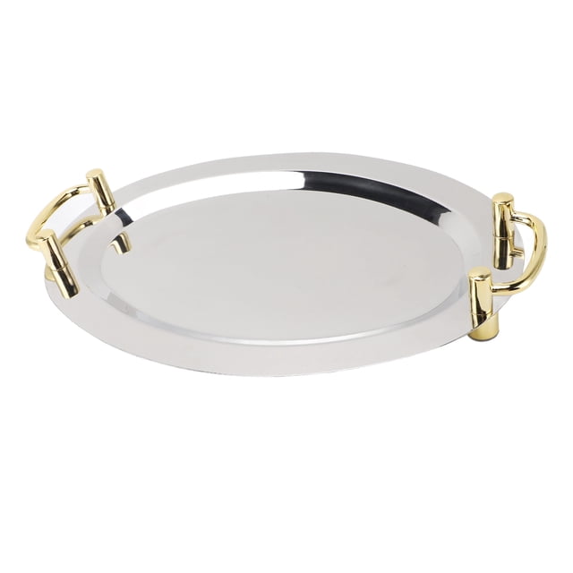 Bandeja Para Servir De Acero Inoxidable, Bandeja De Servicio De Mesa, De Servicio De Metal Con Asas, Fáciles De Transportar Y Colocar, Placa De Espejo