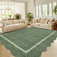 thumbnail image 2 of Hasoo Washable 9' x 12' Area Rug for Living Room Modern Indoor Scalloped Carpet Non-shedding, Green, 2 of 7