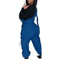thumbnail image 4 of HBFAGFB Jumpsuit Womens Fashion Wide Strap Overalls Drawstring Jogger Pants with Pockets Blue Size XL, 4 of 6