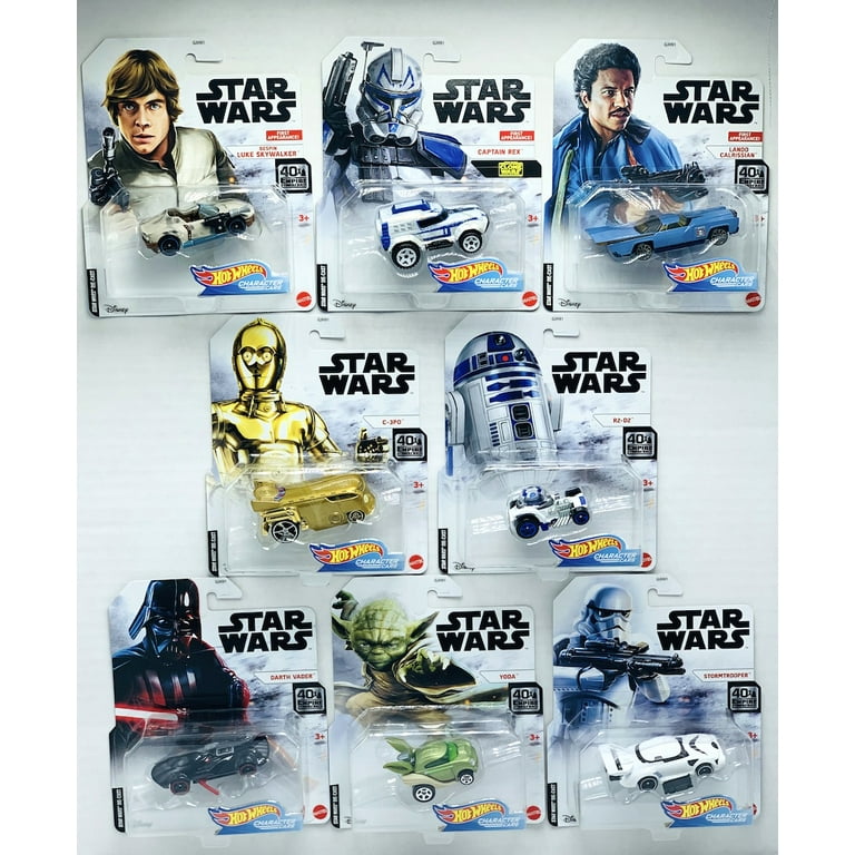 Hot Wheels Star Wars Set of 8 Diecast Character Cars 40th Anniversary Luke Skywalker, Captain Rex, Lando Calrissian, R2D2, C3PO,Darth Vader, Yoda & Hot Wheels Star Wars Set of 8 Diecast Character Cars 40th Anniversary Luke Skywalker, Captain Rex, Lando Calrissian, R2D2, C3PO,Darth Vader, Yoda &