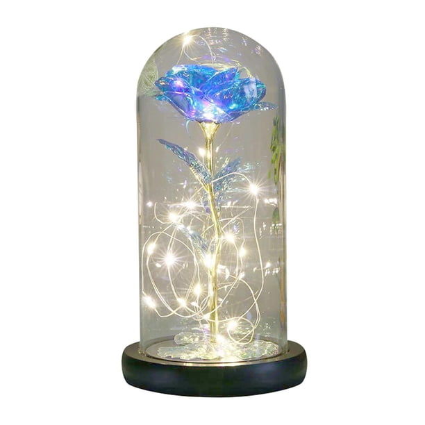 Galaxia rosas flores siempre encantados rosa con colorida Luz LED en cúpula de cristal para regalos románticos en el aniversario del Día de las madres Estilo7 Sunnimix cúpula del globo de la rosa de la galaxia