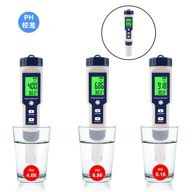 Probador de Salinidad de Conductividad de Agua shamjiam Medidor de PH LCD TDS Digital
