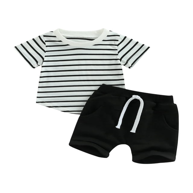 OUSITAID T-shirt à Manches Courtes à Manches Courtes avec Short à Taille Élastique pour Bébé