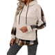 thumbnail image 3 of Sudadera con Capucha de Larga para Mujer, Estilo Patchwork A Cuadros, con Abertura Lateral, Ideal para Otoño e Invierno. Albaricoque L, 3 of 9