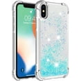 thumbnail image 3 of Compatible with iPhone X Case Glitter Liquid Cute Clear Phone Case Floating Quicksand Shockproof Protective Bumper Silicone Soft TPU Case for iPhone X/iPhone Xs Star Blue YB, 3 of 7