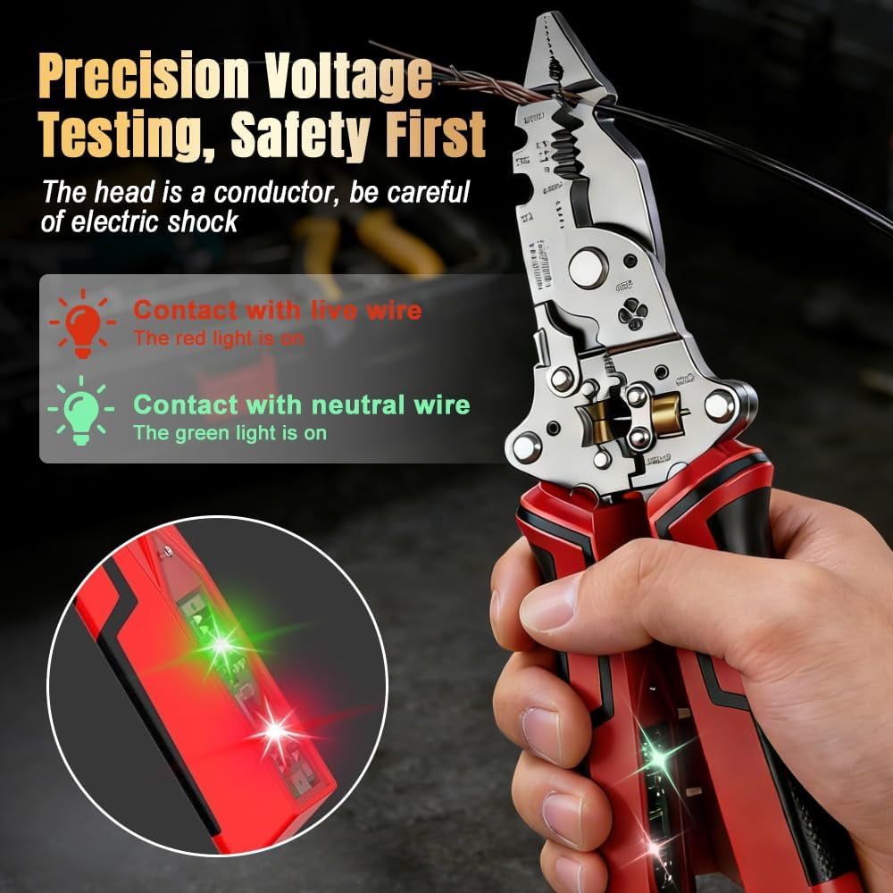 16 in 1 Wire Stripper Twister for Cutting and Pulling Wires, Multifunctional Foldable 16 in 1 Wire Stripper Twister with Voltage Tester,Professional Electrician Tool for DIY Home Use (1)