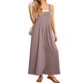 thumbnail image 5 of Women Overalls Summer Dress Boho Wide Leg Overalls Casual Loose Rompers with Pockets 2026 Khaki L, 5 of 6