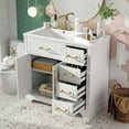thumbnail image 3 of Resenkos 36" Luxury Bathroom Vanity with Ceramic Sink: Soft-Close Doors, 4 Drawers, Adjustable Shelf, Modern, Solid Wood Frame, White, 3 of 20