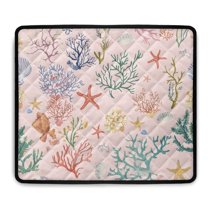 ZIATUBLES Starfish Shell Coral Pink Dust Cover Pad for Washer Dryer Water Resistant Washing Machine Top Protector Mat for Laundry Room Home Multi Use Home Decor Accessories, 24 x 19.7 Inch