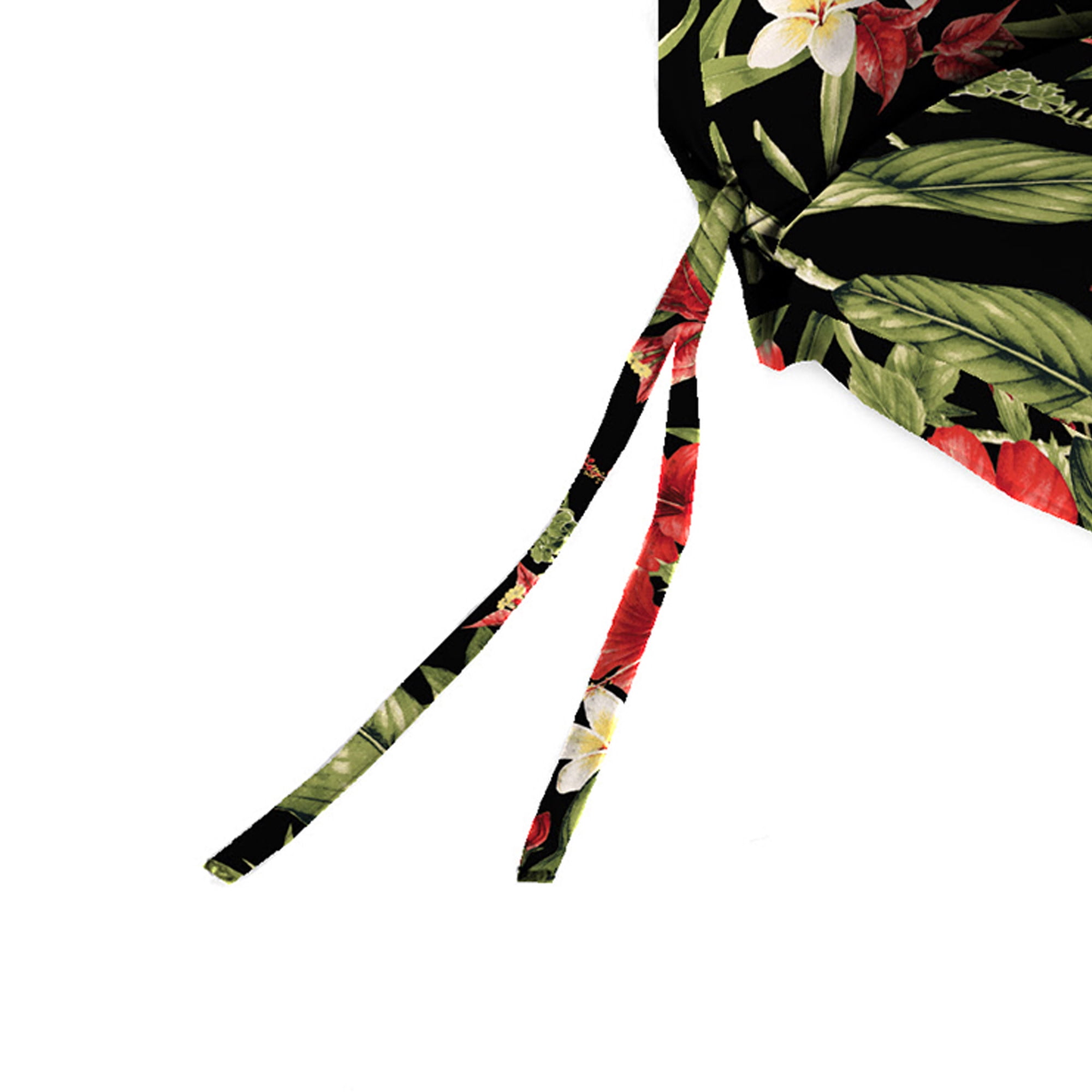 Jordan Manufacturing 44" x 22" Capulet Rojo Black Floral Rectangular Outdoor Chair Cushion with Ties and Hanger Loop