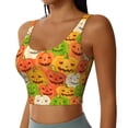 thumbnail image 2 of Gukieu Cartoon Pumpkins Print Women's Sports Vest, Low-neck U-shaped Removable Pad Sports Bra for Yoga, Exercise, Dance-XX-Large, 2 of 8