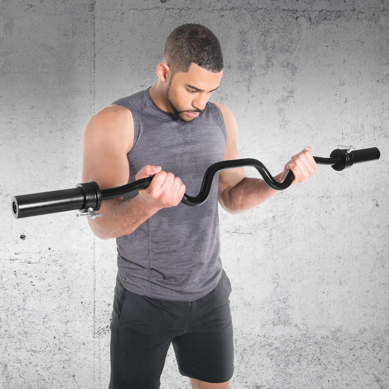 CAP Haltère 48 po. Barre de musculation Olympic Super Curl, noire